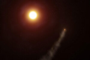 Exoplanet WASP-69 b is followed by a staggeringly long tail